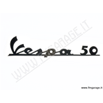 Targhetta scudo anteriore adesiva "Vespa 50" nera per Vespa  50 1°serie