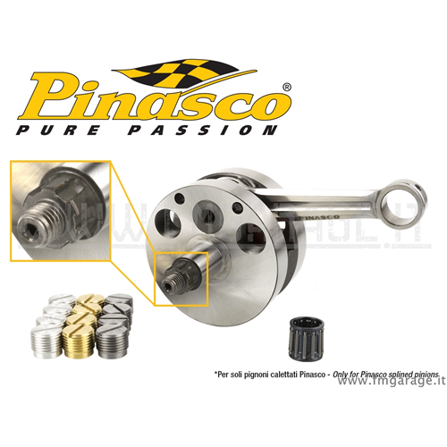 Albero motore Pinasco spalle piene Competizione, corsa 51, cono 20 callettato per carter Pinasco Vespa PK XL