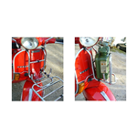 Portapacchi anteriore nero con portatanica completo di tanica da 5 litri per Vespa PX, PE, LML