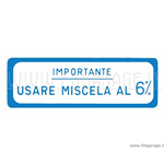 Adesivo Vespa "Importante usare miscela al 6%" blu,  Vespa 150 GS 1954>61 - VS1T>5T