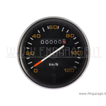 Contachilometri scala 120 Km/h Ø 85 mm cornice nera per Vespa  P125X, P150X, PE200, PX200E 
