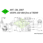 Cablaggio Impianto Elettrico per Vespa 150 VBA1 con telaio fino al 76049