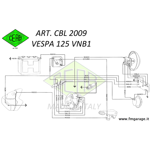 Cablaggio Impianto Elettrico per Vespa 125 VNB1