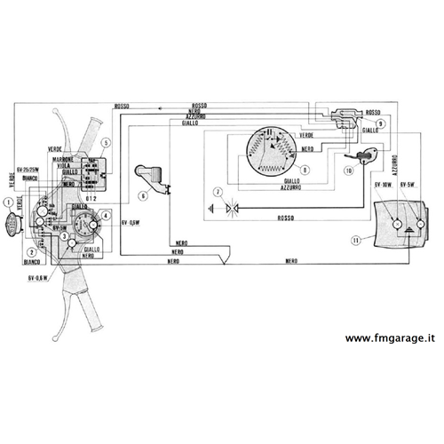 Cablaggio Impianto Elettrico per Vespa PX 1’serie 6V senza frecce