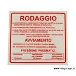 Adesivo Vespa "Rodaggio 2%" rosso piccolo